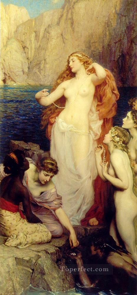 The Pearls of Aphrodite Herbert James Draper nude Oil Paintings